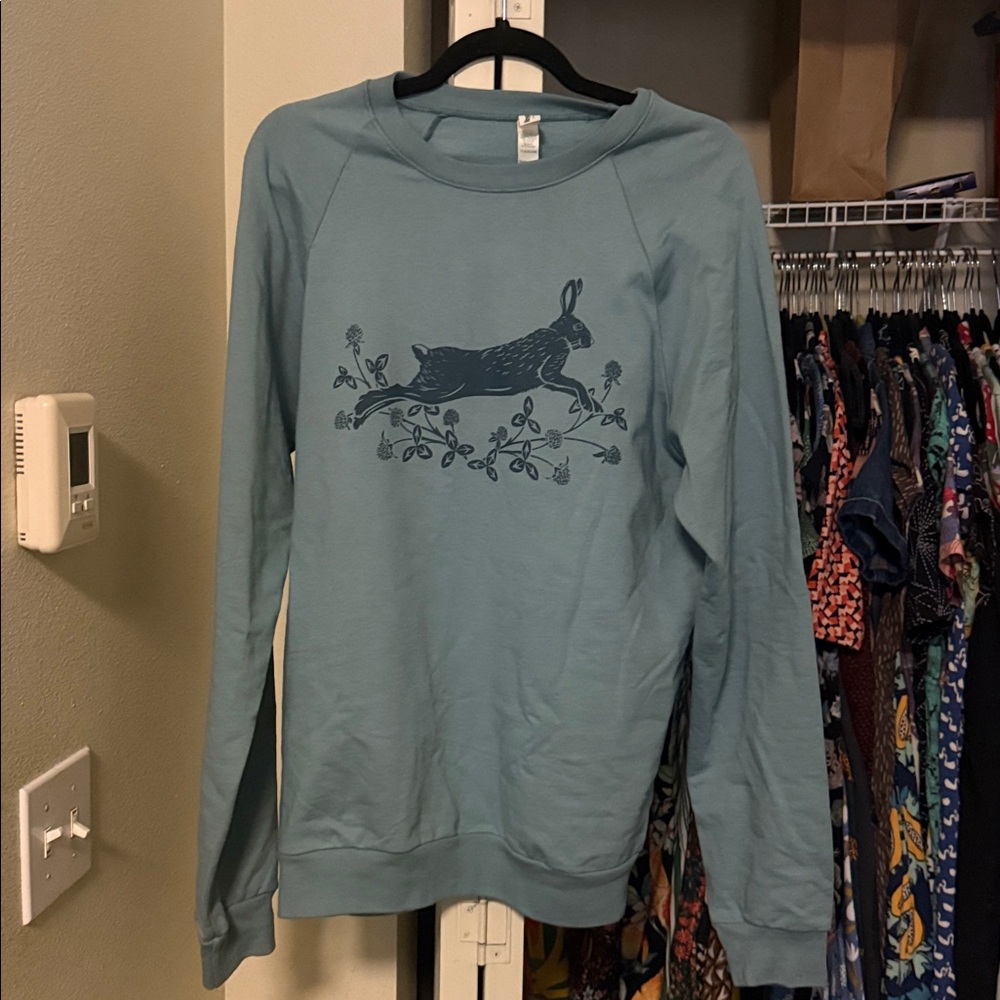 Blue Sweatshirt with Rabbit Design